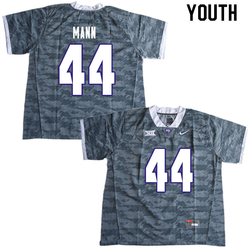 Youth #44 William Mann TCU Horned Frogs College Football Jerseys Sale-Gray - Click Image to Close